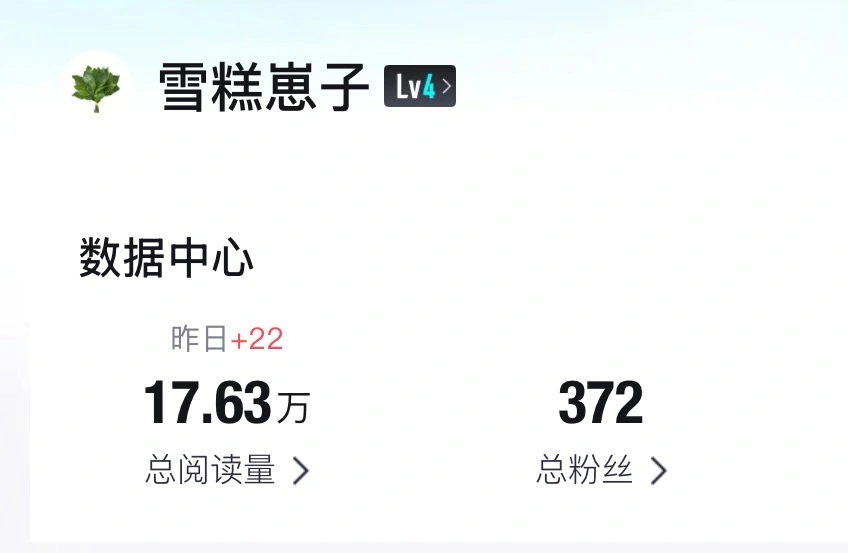 得物账号总阅读 17.63 万、总粉丝 372